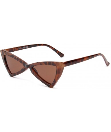 Oversized Cromilo Retro Vintage Cat Eye Sunglasses for Women Small Triangle Clout Goggles - Brown - CB18CUUR87C $24.06