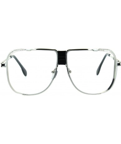 Oversized Clear Lens Fashion Glasses Vintage Oversized Square Metal Frame UV 400 - Silver - CI185Z7RO3Q $19.21