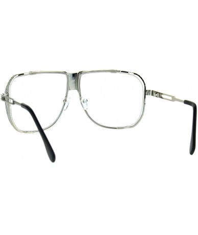 Oversized Clear Lens Fashion Glasses Vintage Oversized Square Metal Frame UV 400 - Silver - CI185Z7RO3Q $19.21