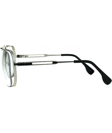 Oversized Clear Lens Fashion Glasses Vintage Oversized Square Metal Frame UV 400 - Silver - CI185Z7RO3Q $19.21