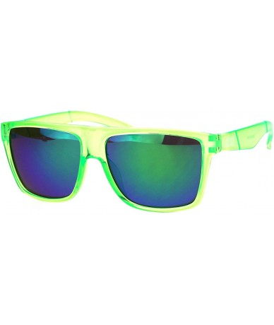 Square KUSH Sunglasses Mens Fashion Square Frame Mirrored Lens UV 400 - Green (Teal Mirror) - CS18IY8EWQ3 $27.24