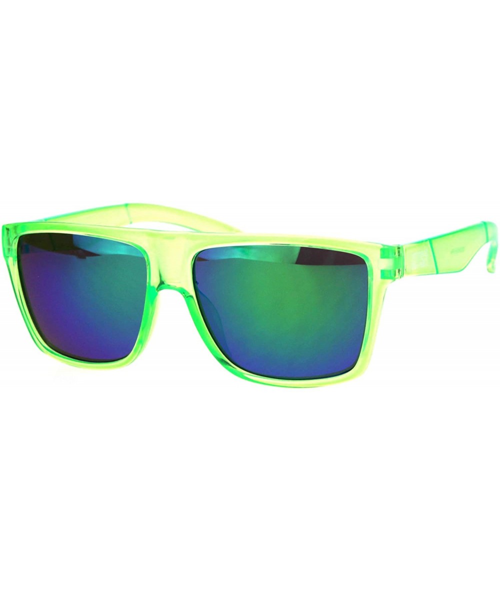 Square KUSH Sunglasses Mens Fashion Square Frame Mirrored Lens UV 400 - Green (Teal Mirror) - CS18IY8EWQ3 $27.24