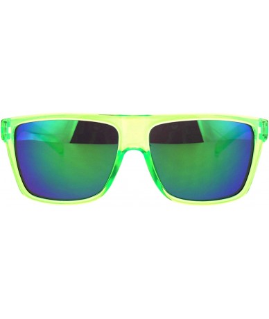 Square KUSH Sunglasses Mens Fashion Square Frame Mirrored Lens UV 400 - Green (Teal Mirror) - CS18IY8EWQ3 $27.24