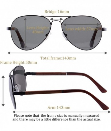 Aviator Mens Metal Handmade Wood Sunglasses Classic Frame Polarized Sun Glasses UV400 Protection - 1570 - CN189K02LL4 $41.75