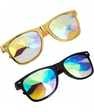 Goggle Festivals Kaleidoscope Glasses Rainbow Prism Sunglasses Goggles - Black+yellow Style 1 - CC18DWGGY2Y $46.91