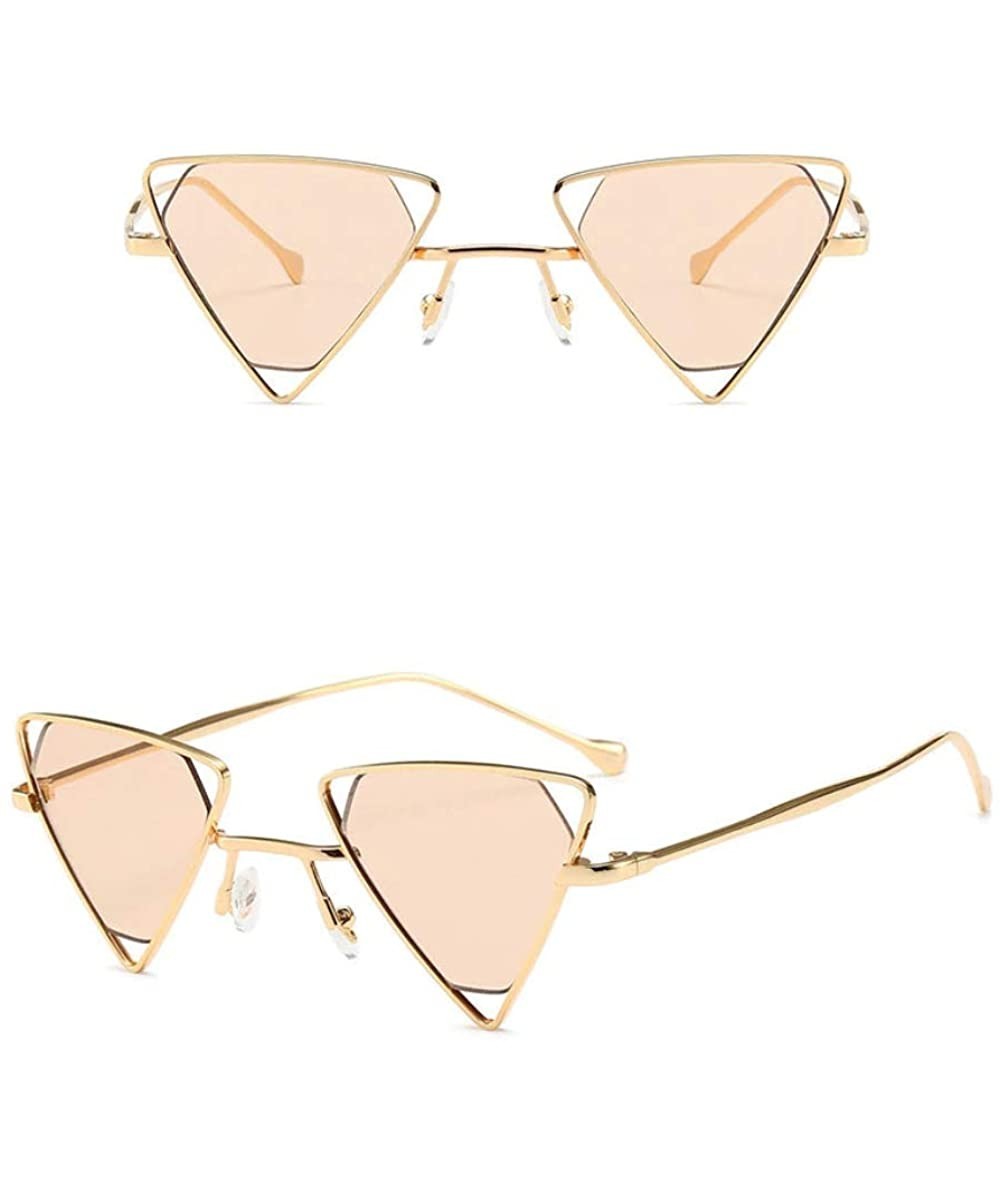 Goggle Vintage Triangle Punk Sunglasses for Women Retro Metal Frame - 8 - C118RXNZZZ3 $34.66