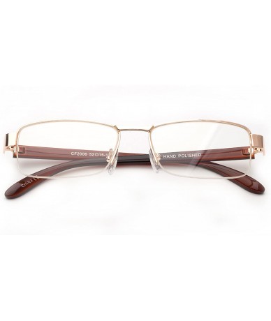 Square "Turtle" Aluminum Brushed Prescription Ready Clear Lens Rx Frames - Gold/Brown - CX12KRZEMN5 $32.43