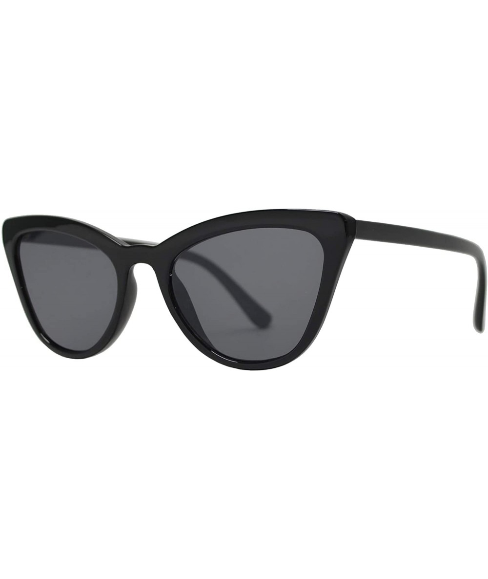 Cat Eye Retro Cat Eye Sunglasses with Flat Lens for Women 100% UV Protection - Black + Smoke - CS1969EIYH9 $24.24