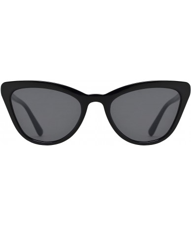 Cat Eye Retro Cat Eye Sunglasses with Flat Lens for Women 100% UV Protection - Black + Smoke - CS1969EIYH9 $24.24