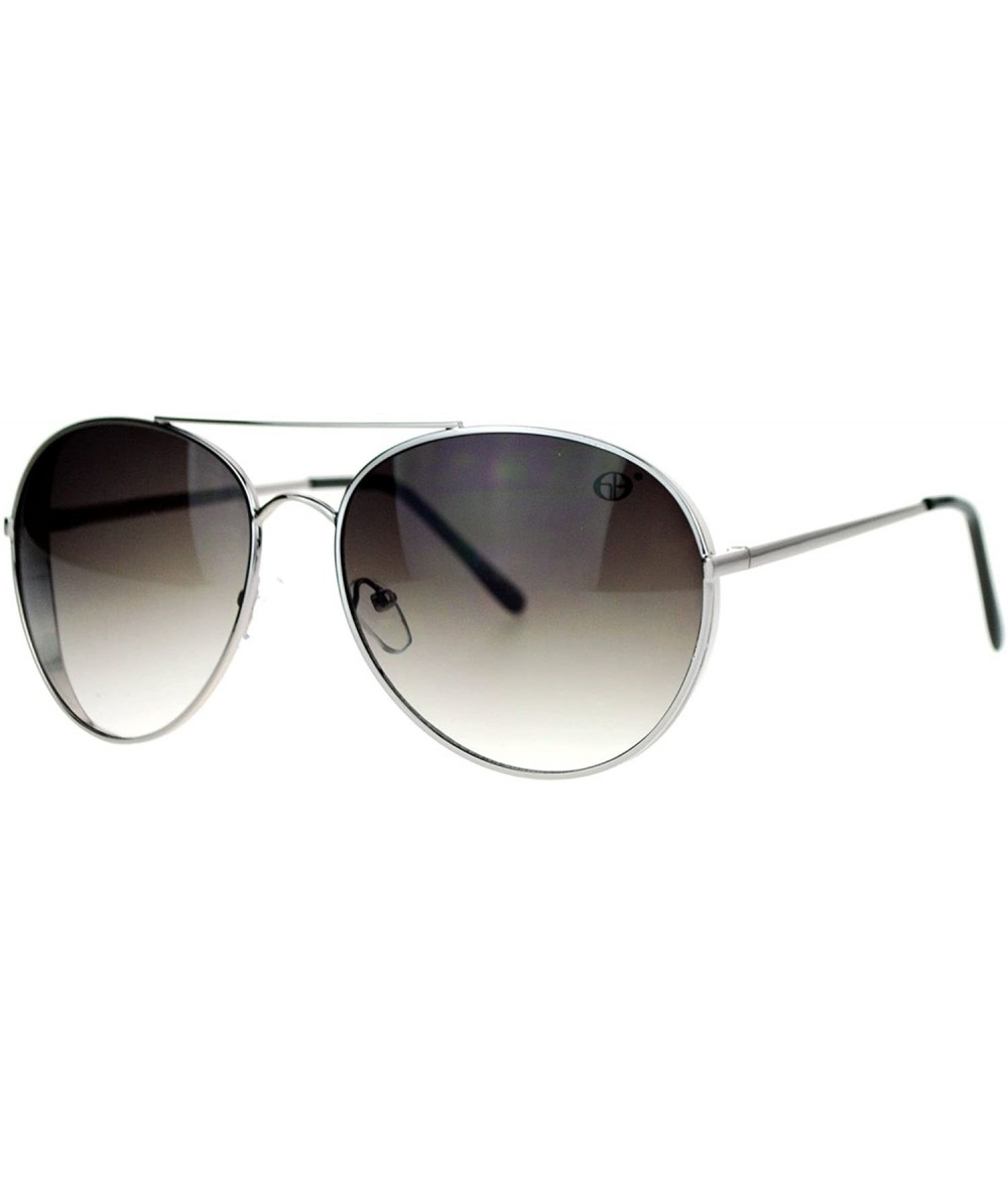 Round Womens Aviator Sunglasses Oversized Fashion Round Metal Frame Aviators - Silver (Green Smoke) - C4189Q3DTZ2 $19.87