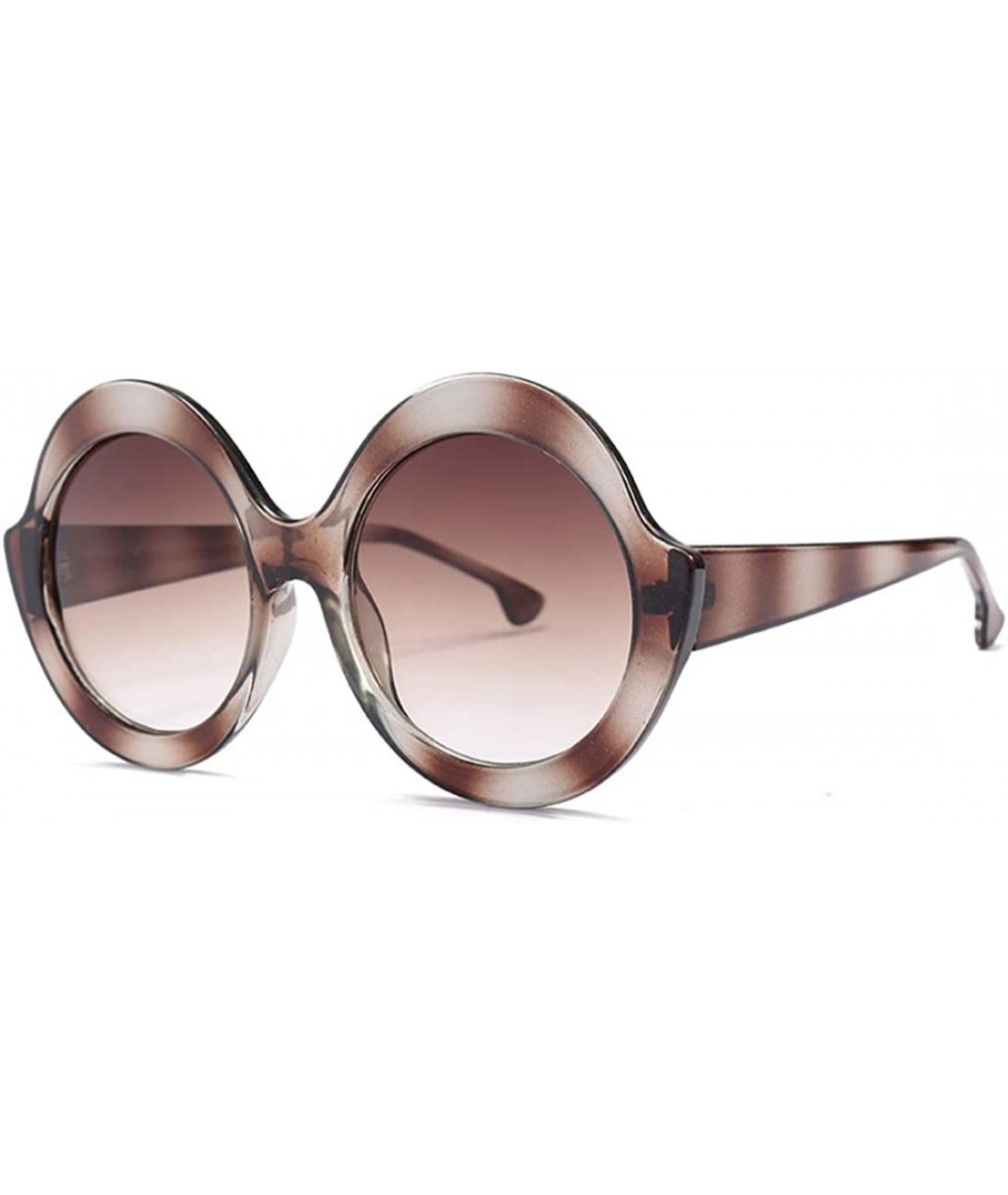 Aviator Oversized Retro Round Sunglasses Candy color Hinge Women Sun Glasses - Double Tea - CQ18N0HZYQM $17.45