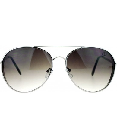 Round Womens Aviator Sunglasses Oversized Fashion Round Metal Frame Aviators - Silver (Green Smoke) - C4189Q3DTZ2 $19.87