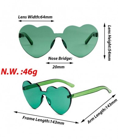 Rimless Heart Shaped Rimless Sunglasses Clout Goggles Candy Clear Lens Sun Glasses for Women Girls - Pink+blue+dark Green - C...