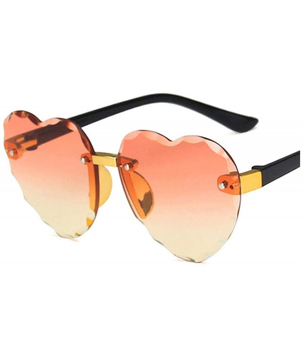 Semi-rimless Child Cute Heart RimlFrame Sunglasses Children Kids Gray Pink Red Lens Boys Girls UV400 Protection Eyewear - C81...