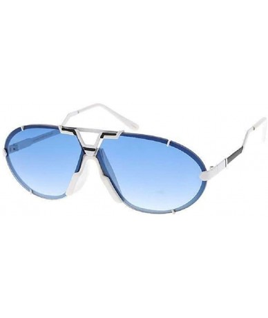 Oversized Gazelle Luxury Futuristic Retro Aviator Sunglasses - White & Black Frame - CT18ZDWM943 $24.82