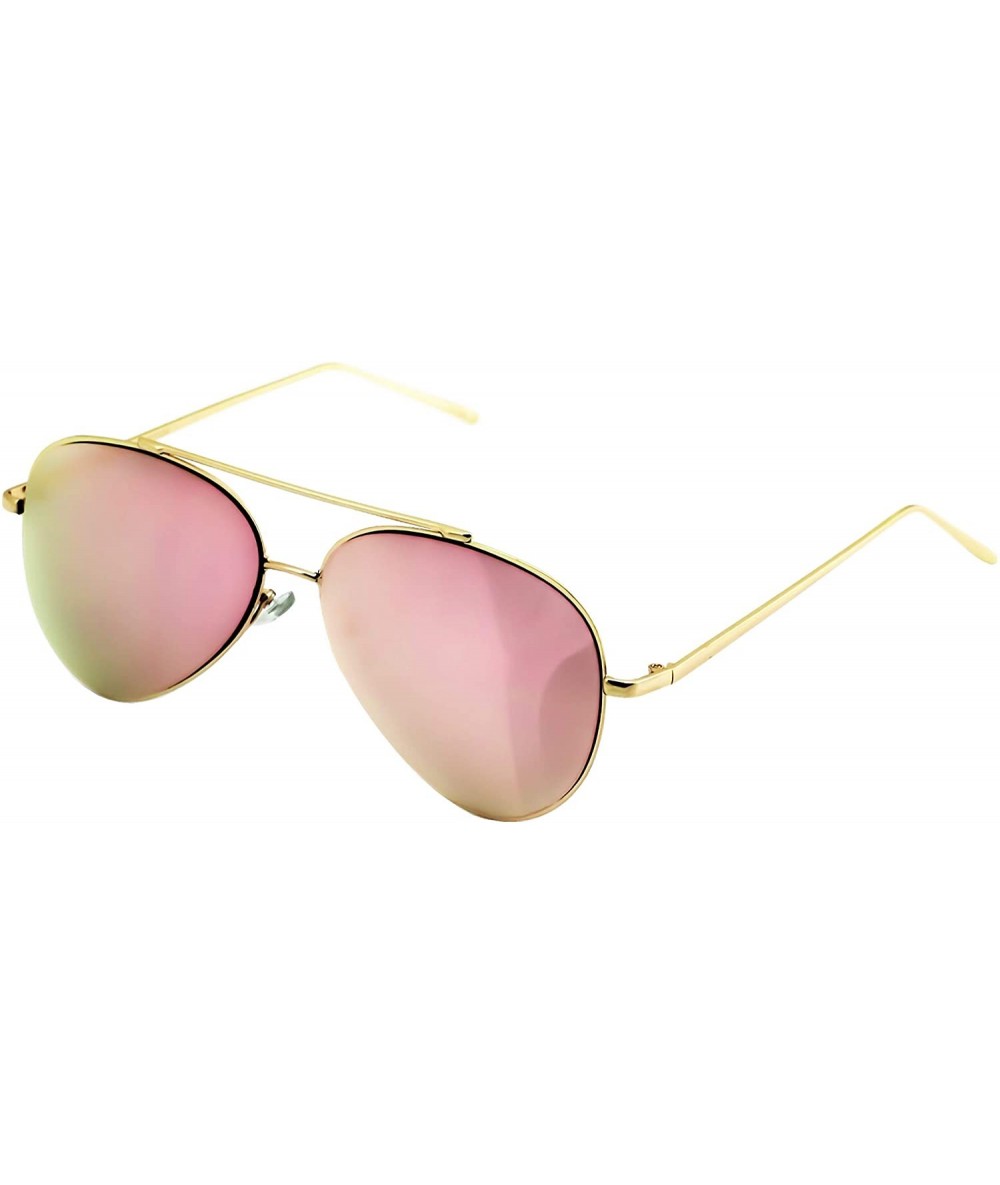 Rimless Mirrored Oversized Aviator Sunglasses for Men and Women with Flat Mirror Lens - Pink Mirror - CX1843K8IIT $18.34