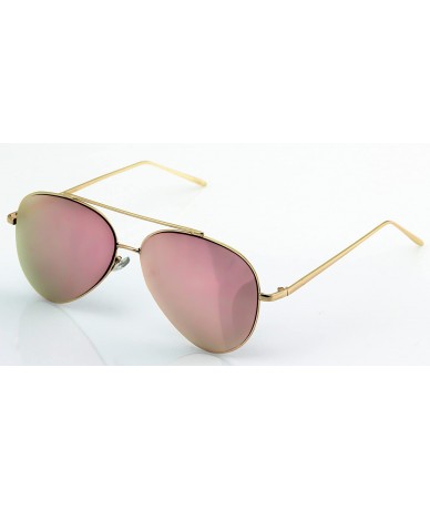 Rimless Mirrored Oversized Aviator Sunglasses for Men and Women with Flat Mirror Lens - Pink Mirror - CX1843K8IIT $18.34