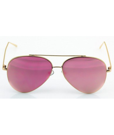 Rimless Mirrored Oversized Aviator Sunglasses for Men and Women with Flat Mirror Lens - Pink Mirror - CX1843K8IIT $18.34