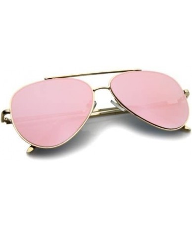 Rimless Mirrored Oversized Aviator Sunglasses for Men and Women with Flat Mirror Lens - Pink Mirror - CX1843K8IIT $18.34