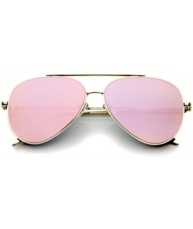 Rimless Mirrored Oversized Aviator Sunglasses for Men and Women with Flat Mirror Lens - Pink Mirror - CX1843K8IIT $18.34