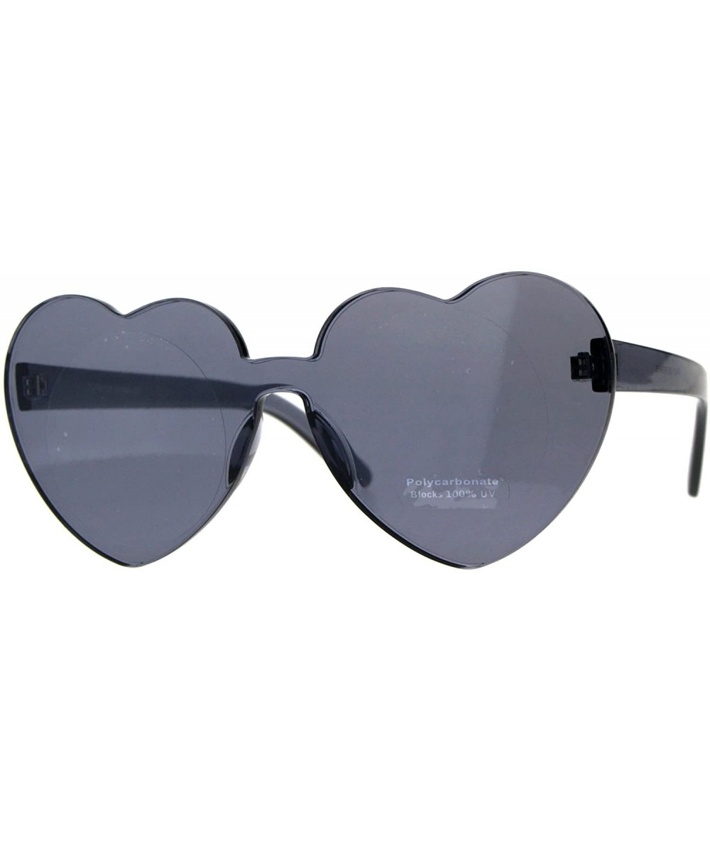 Oversized Monoblock Heart Shape Sunglasses Womens Fashion Shades UV 400 - Black - CX18DLILKTD $22.99