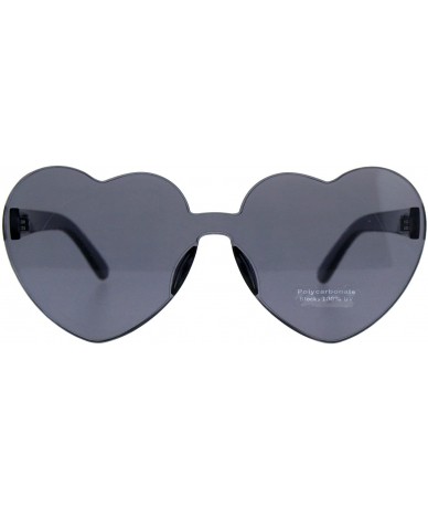 Oversized Monoblock Heart Shape Sunglasses Womens Fashion Shades UV 400 - Black - CX18DLILKTD $22.99