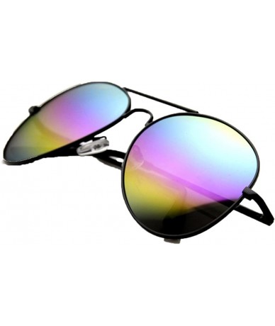 Aviator Women's Bliss Classic Aviator Rainbow Lens Sunglasses - Black - CY180AUM3U2 $26.73