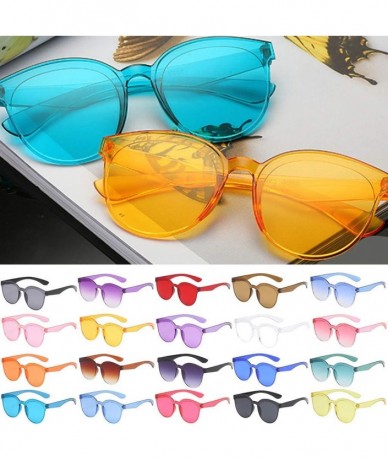 Rimless Men's and women's Candy Color Rimless Conjoined Transparent Sunglasses One Piece Unisex Neon Colors Eyewear - H - CU1...