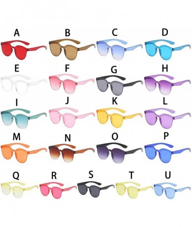 Rimless Men's and women's Candy Color Rimless Conjoined Transparent Sunglasses One Piece Unisex Neon Colors Eyewear - H - CU1...