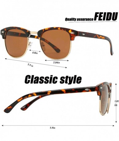 Round SUNGLASSES FOR MEN WOMEN - Half Frame Polarized Classic fashion womens mens sunglasses FD4003 - 1-1leopard Brown - CB18...