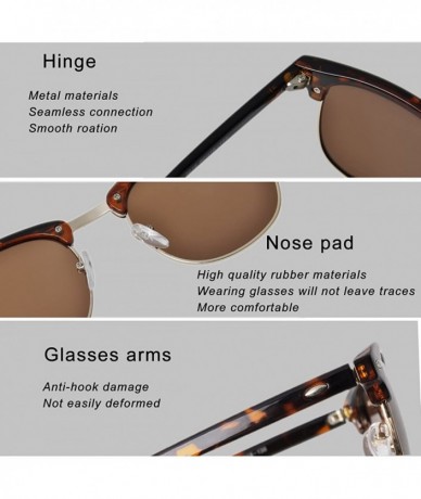 Round SUNGLASSES FOR MEN WOMEN - Half Frame Polarized Classic fashion womens mens sunglasses FD4003 - 1-1leopard Brown - CB18...