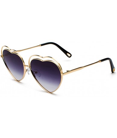 Semi-rimless Men's & Women's Glasses Metal Frame Colored Gradient Lens Sunglasses - Gold Frame Purple - CO18EUXWHDH $22.22