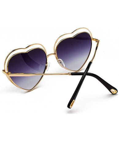 Semi-rimless Men's & Women's Glasses Metal Frame Colored Gradient Lens Sunglasses - Gold Frame Purple - CO18EUXWHDH $22.22