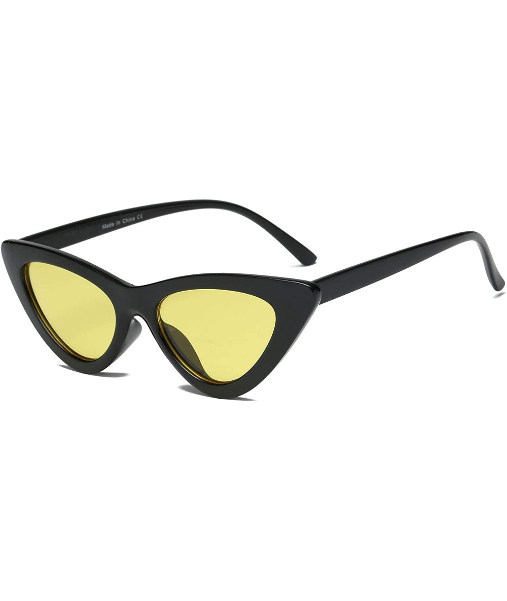 Cat Eye Women Retro Vintage High Pointed UV Protection Cat Eye Fashion Sunglasses - Yellow - C418IZL407X $17.56