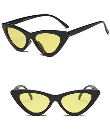 Cat Eye Women Retro Vintage High Pointed UV Protection Cat Eye Fashion Sunglasses - Yellow - C418IZL407X $17.56