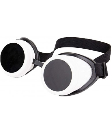 Round Stylish Oval Thick Frame Retro Sunglasses Round Lens Goggles - White&black - CN18RIXDXYS $23.28