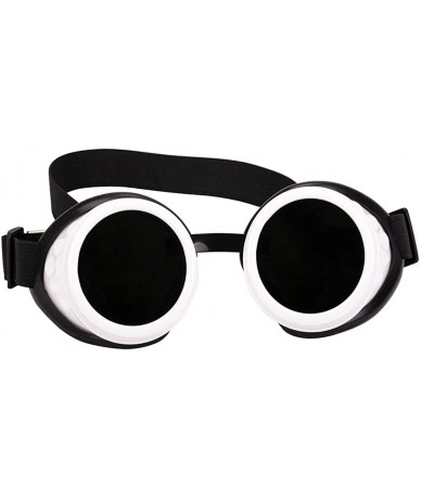 Round Stylish Oval Thick Frame Retro Sunglasses Round Lens Goggles - White&black - CN18RIXDXYS $23.28