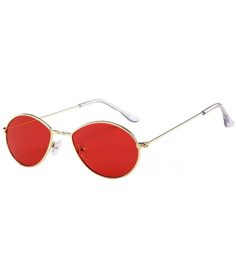 Oversized Women's Fashion Retro Small Oval Shades Frame UV Protection Polarized Sunglasses - Red - CV18DZU0DXY $18.83