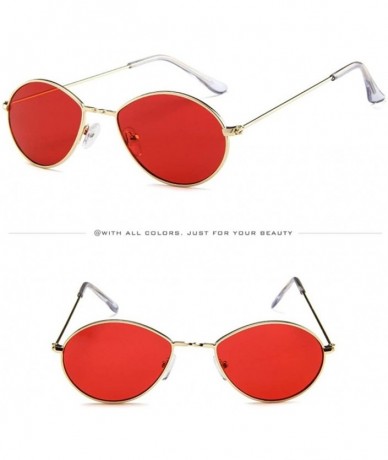 Oversized Women's Fashion Retro Small Oval Shades Frame UV Protection Polarized Sunglasses - Red - CV18DZU0DXY $18.83