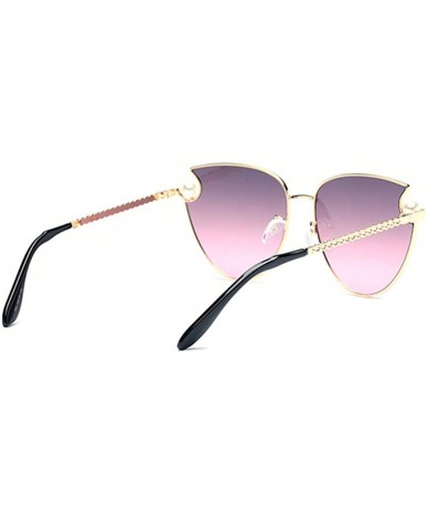 Aviator Fashion Sunglasses with Gold Pearl Eyeglass Chain for Women-Eyewear Lanyard Retainer for Girls - Purple - C21902XEN37...