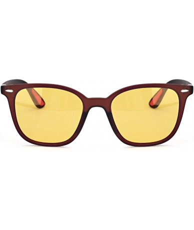 Square Polarized Glasses Nighttime glasses brown - Night-driving Glasses-brown - C618ZLE6T9W $24.78