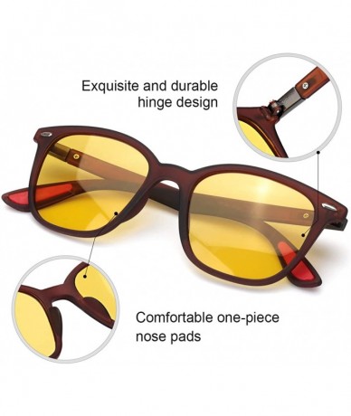 Square Polarized Glasses Nighttime glasses brown - Night-driving Glasses-brown - C618ZLE6T9W $24.78