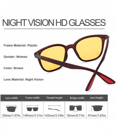 Square Polarized Glasses Nighttime glasses brown - Night-driving Glasses-brown - C618ZLE6T9W $24.78