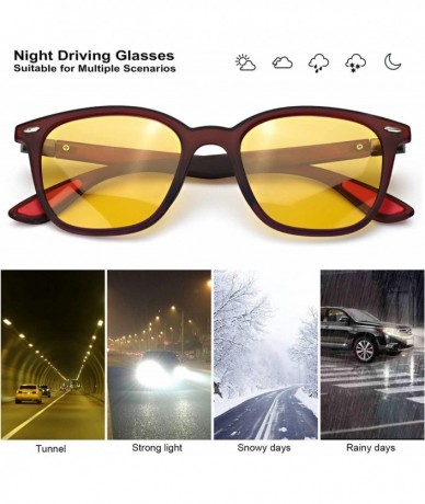 Square Polarized Glasses Nighttime glasses brown - Night-driving Glasses-brown - C618ZLE6T9W $24.78