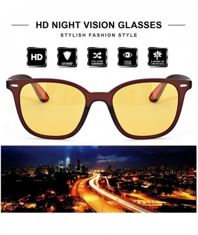 Square Polarized Glasses Nighttime glasses brown - Night-driving Glasses-brown - C618ZLE6T9W $24.78