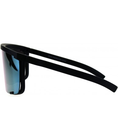 Shield Oversize Flat Top Shield Exposed Lens Reflective Color Mirror Sunglasses - Black Yellow - C318G8N2SRK $23.18