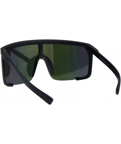 Shield Oversize Flat Top Shield Exposed Lens Reflective Color Mirror Sunglasses - Black Yellow - C318G8N2SRK $23.18