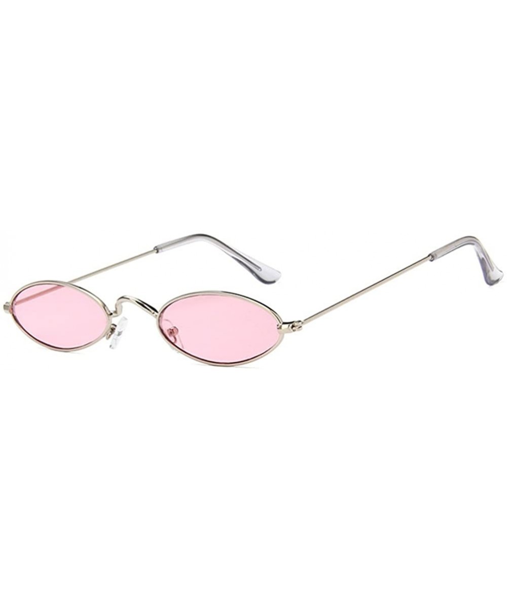 Sport Sunglasses For Man HD Casual Cool Metal Oval Glasses 2018 New Fashion - Silver Frames Pink Lens - C018D6RLZLE $20.23