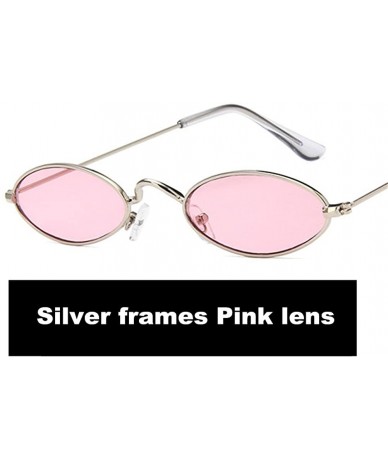 Sport Sunglasses For Man HD Casual Cool Metal Oval Glasses 2018 New Fashion - Silver Frames Pink Lens - C018D6RLZLE $20.23