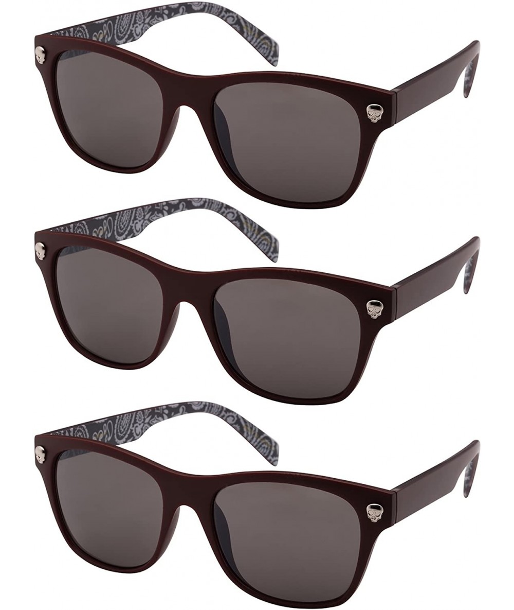 Rimless Horned Rim Skull Sunglasses with Solid Lens SK540886P-SD - Dark Red-set3 - C918Y3URX2G $29.86